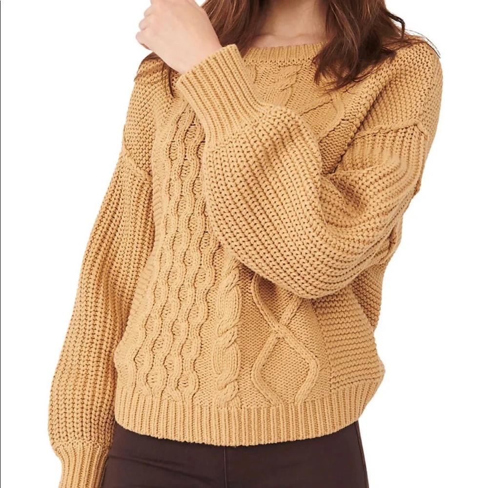 Free People Dream Cable Crew Sweater